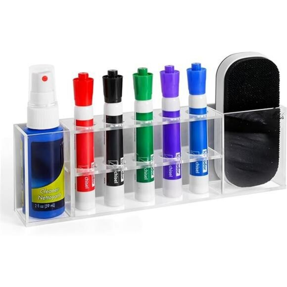 Magnetic Dry Erase Marker Holder Acrylic Whiteboard Pen Organizer for Office Sch - Picture 8 of 8